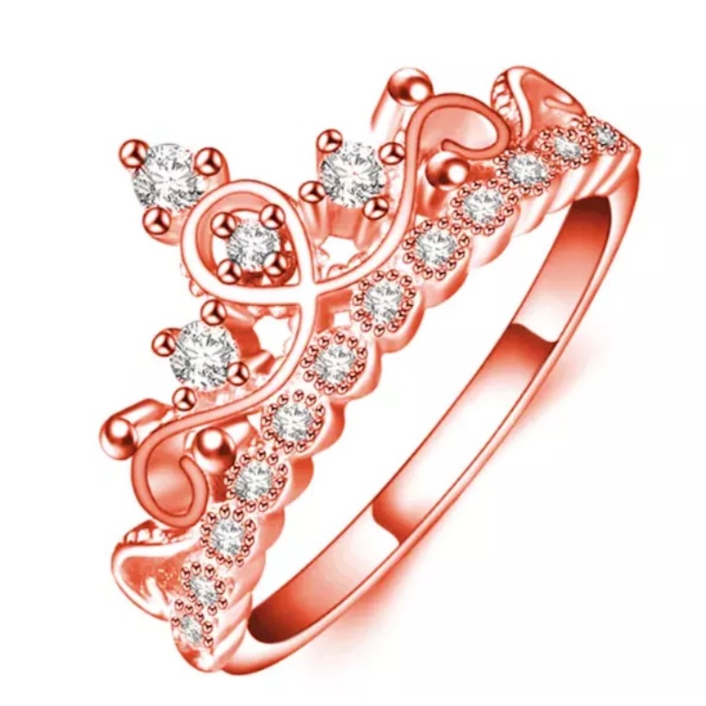 Rose Gold Austrian Crystal Princess Crown Ring